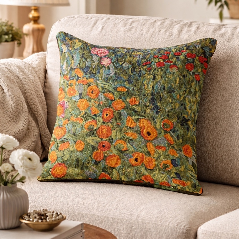 Metrax Craye Klimt Flower Garden Tapestry Pillow Cover 48cm Belgian Art